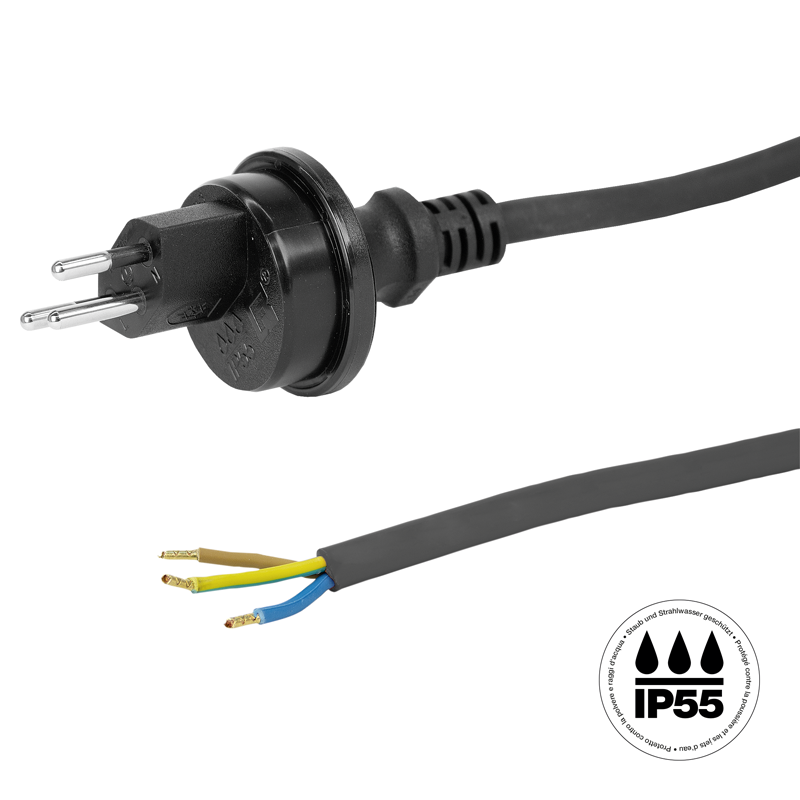 STEFFEN Anschlusskabel GdV 3x1.5mm2 5m schwarz T13 IP55