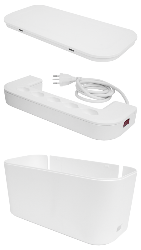 Steffen Cable Organizer Box mit Steckdosenleiste 5xT13 mit externem Schalter,ws - Image 6