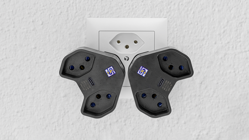 STEFFEN Mehrfachadapter MANTA 2xT13 + 1xUSB-C PD drehbar 320° sw - Image 2