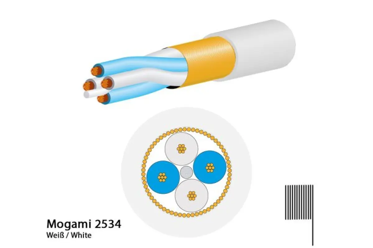 Mogami 2534 Mikrofonkabel, Neglex Quad, Ø 6,0 mm, weiss, 100m Rolle