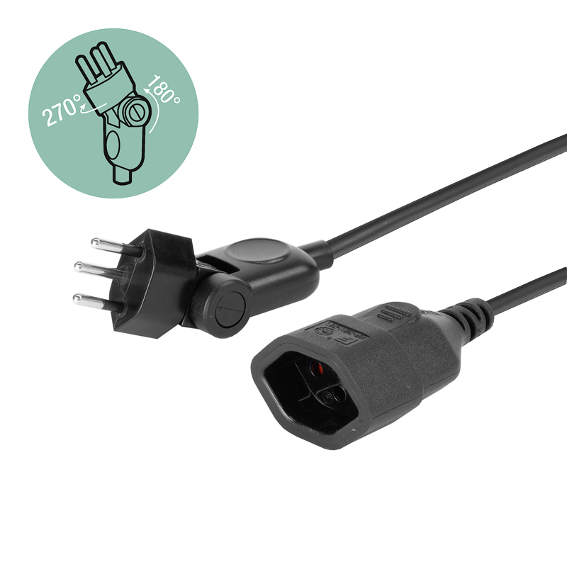 STEFFEN Verlängerungskabel mit Klappstecker Td 3G1.0mm² 1m T12-T13 IP20 sw – Bild 2