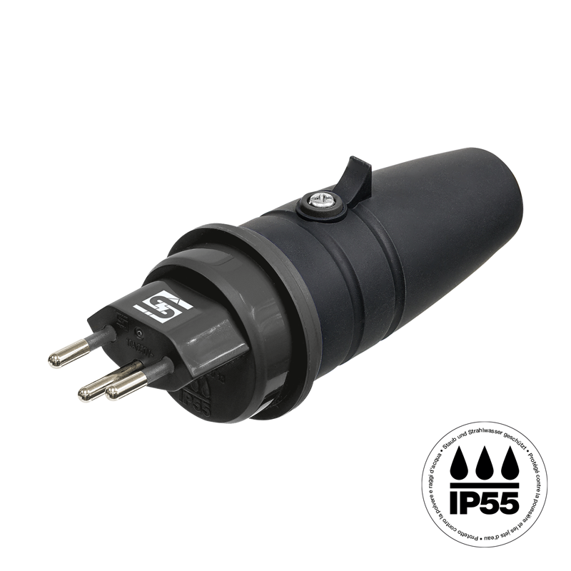 STEFFEN Stecker T13 IP55 schwarz mit EAN