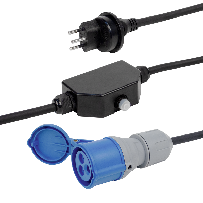 STEFFEN Verlängerung GdV 3x1.5mm2 2m T13-CEE16/3 mit Überstromschutz IP55/IP44