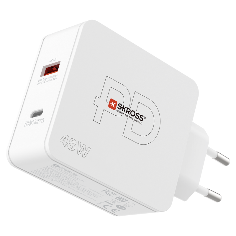 SKROSS Wand-Ladeadapter 48W PD 1xUSB-A + 1xUSB-C max. 6.0A, ws