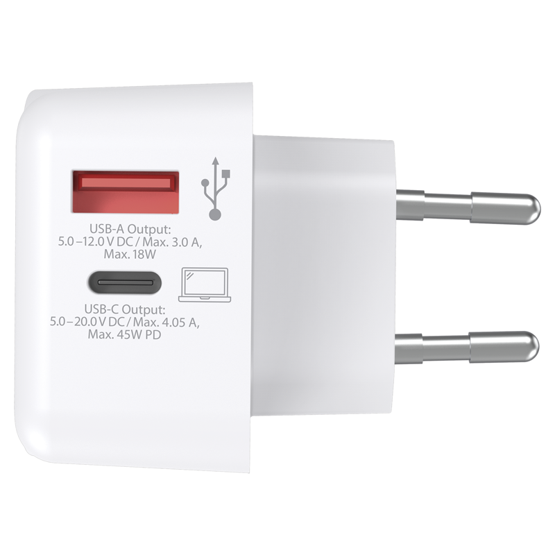 SKROSS Ladeadapter 45W PD 1xUSB-A + 1xUSB-C max. 5.4A, ws - Image 2
