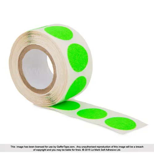 Pro Gaff Fluorescent Dots Mini Roll Fluorescent Green 19mm