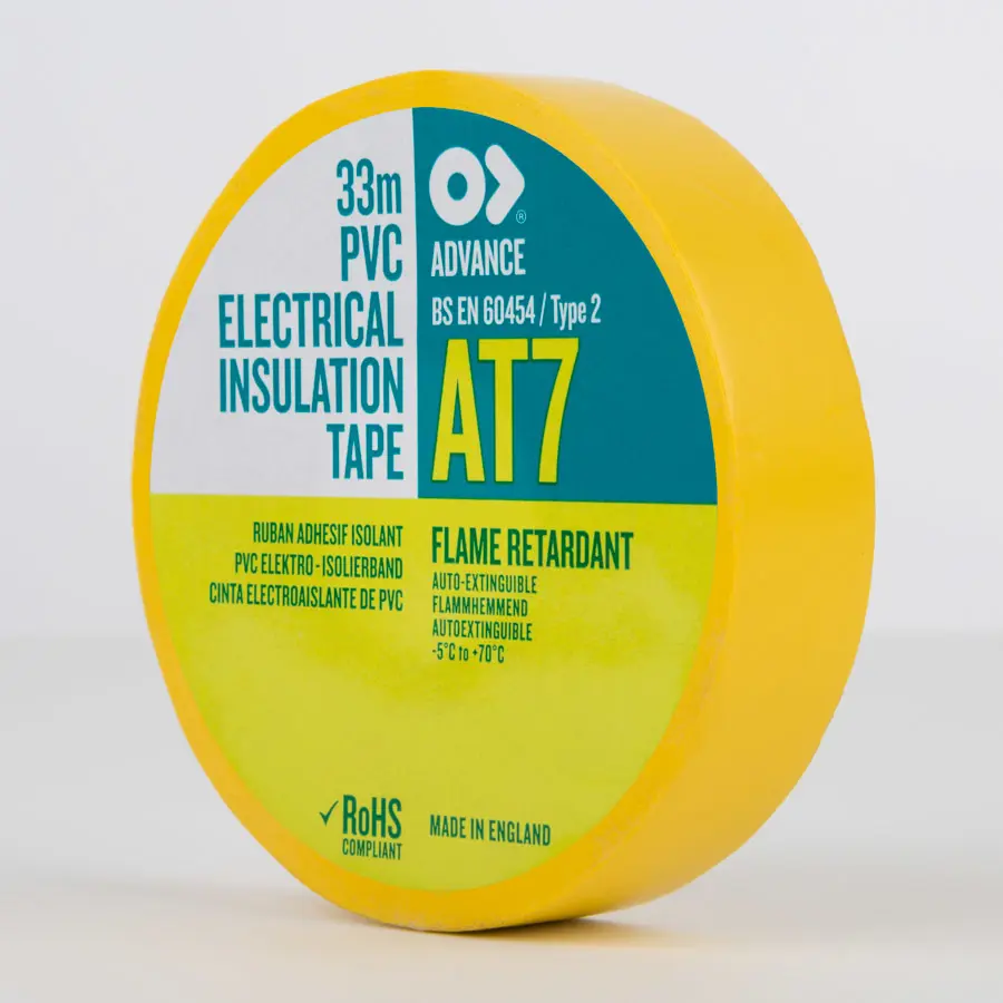 Advance PVC Electrical Insulation Tape AT28 Yellow 19mm x 33m
