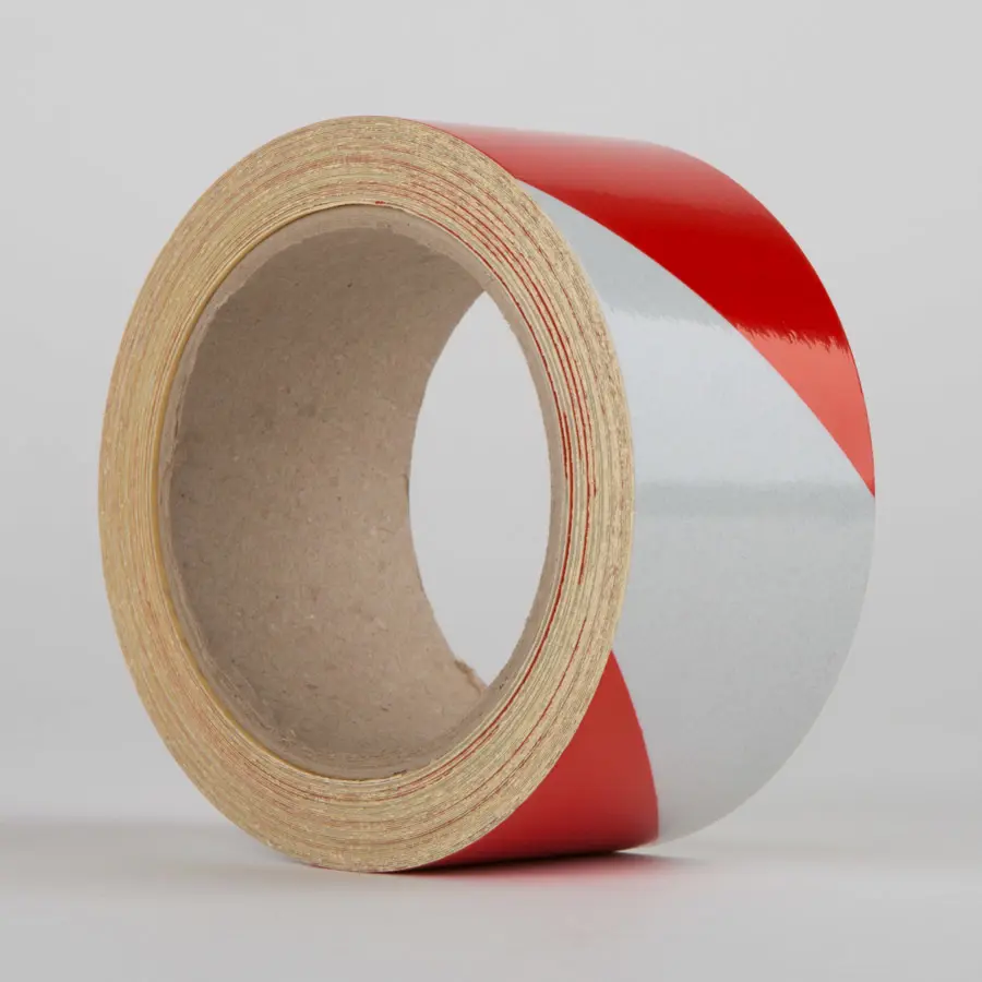 Le Mark Reflective Hazard Tape Hazard Red/White 50mm x 5m