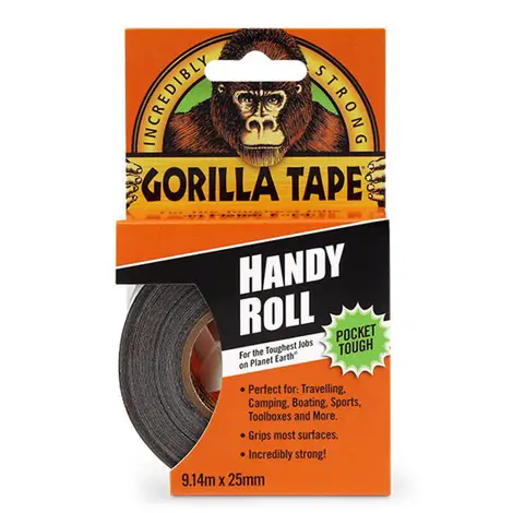 Le Mark Gorilla Tape Mini Roll Black 25mm x 9m