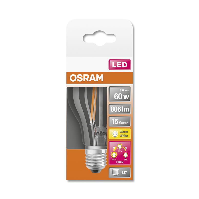 Osram LED Three Step Dim Classic A E27 7W 806lm WW - Image 3
