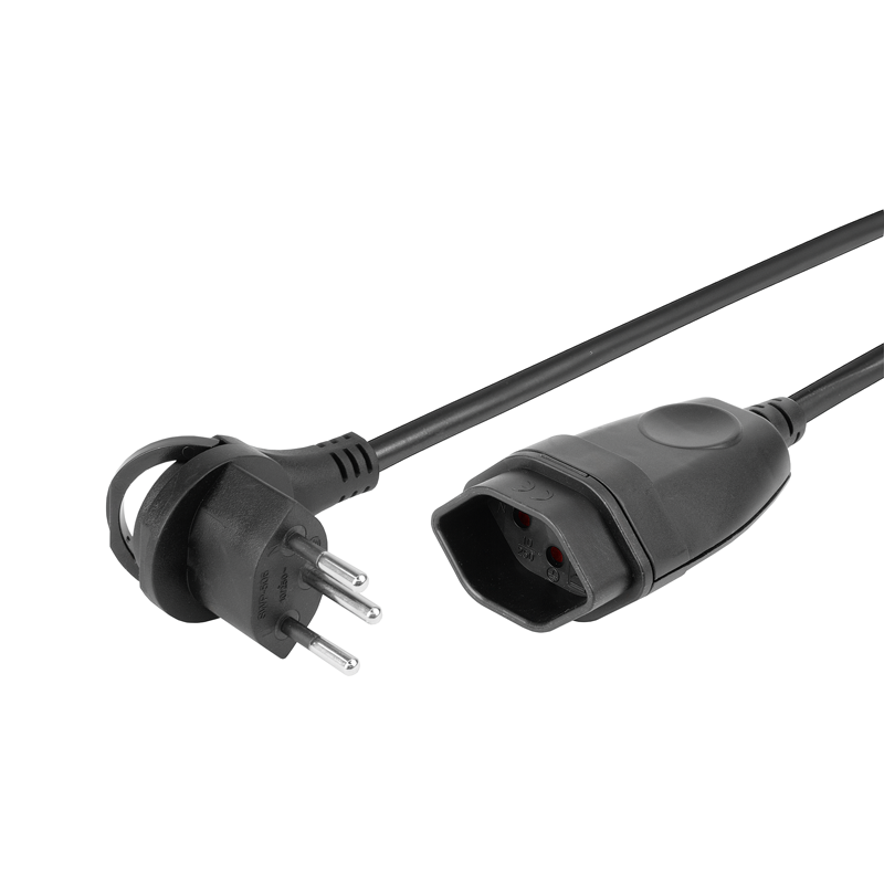 STEFFEN Verlängerungskabel schwarz Td 3x1mm² 0.25m T12-T13 mit Flach-Winkelstecker