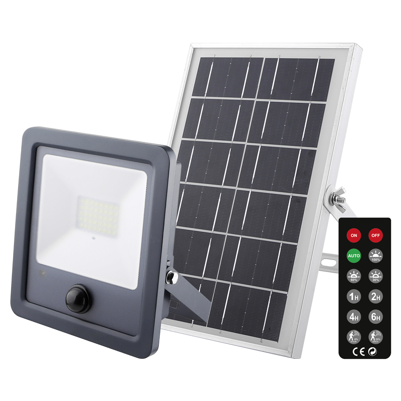 WORKLIGHT Solar LED Strahler 50W grau mit PIR 120° 6-8m