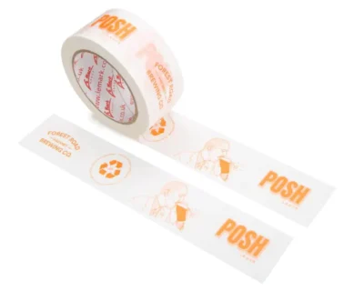 Le Mark 180 Rolls Crepe Plain Paper Tapes White Custom print 1 Color 48mm x 50m