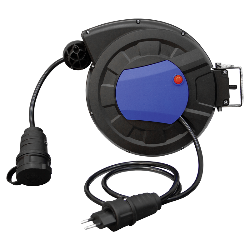 STEFFEN Kunststoff Kabelrückzugrolle 1xT13 Td 3x1.5mm2 5m mit Stecker T12 1m sw/bl - Image 2