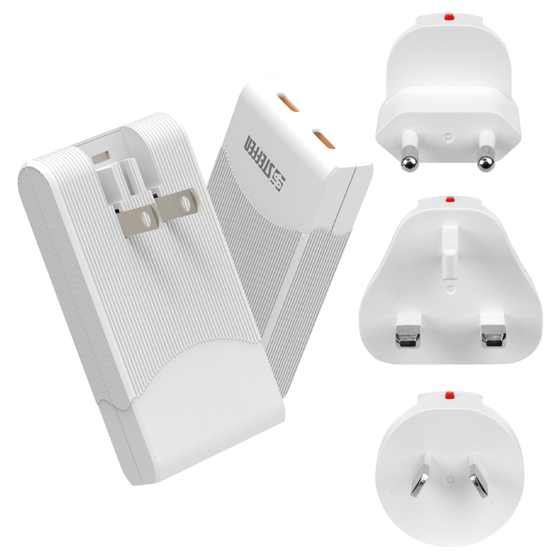 STEFFEN Reiseladeadapter World PD65W 2xUSB-C max. 5A weiss