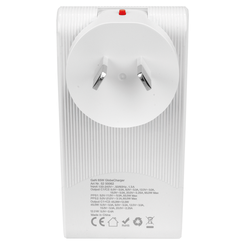 STEFFEN Reiseladeadapter World PD65W 2xUSB-C max. 5A weiss – Bild 4