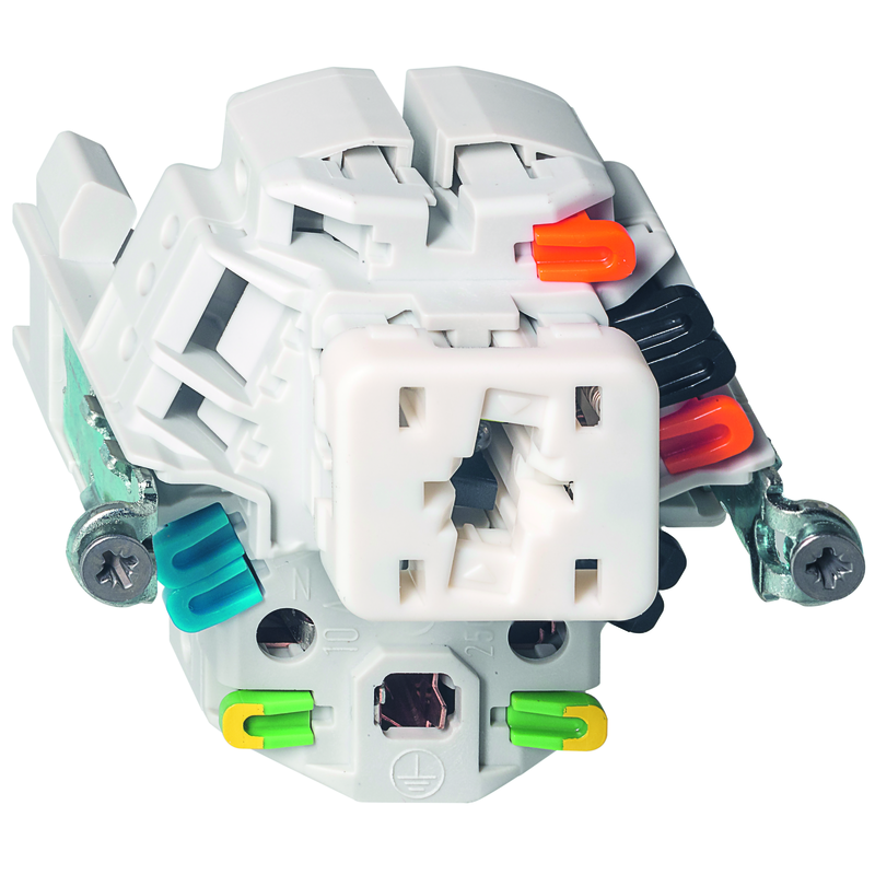 FELLER EDIZIOdue Kleinkombinationeinsatz SCH3/1xT13 bel. (LED gelb, Orient.)