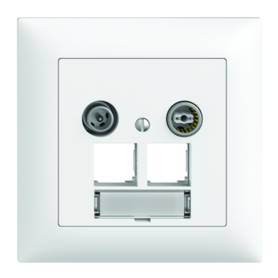 EDIZIOdue UP-Antennensteckdose TV/DAT + 2xRJ45 (LEER) 5-2000Mhz 11dB geschirmt