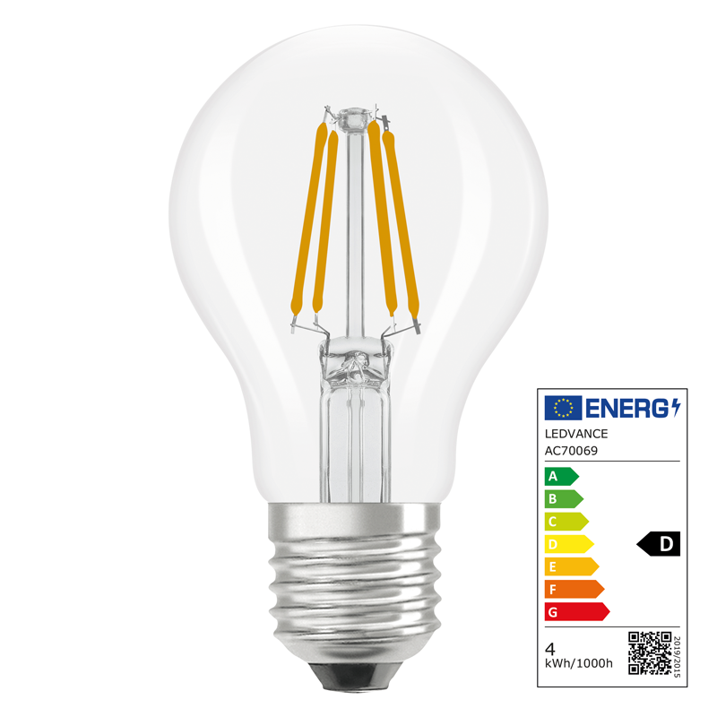 Osram LED Retrofit Classic A Filament E27 240V 4W (40W) 470lm klar WW – Bild 2