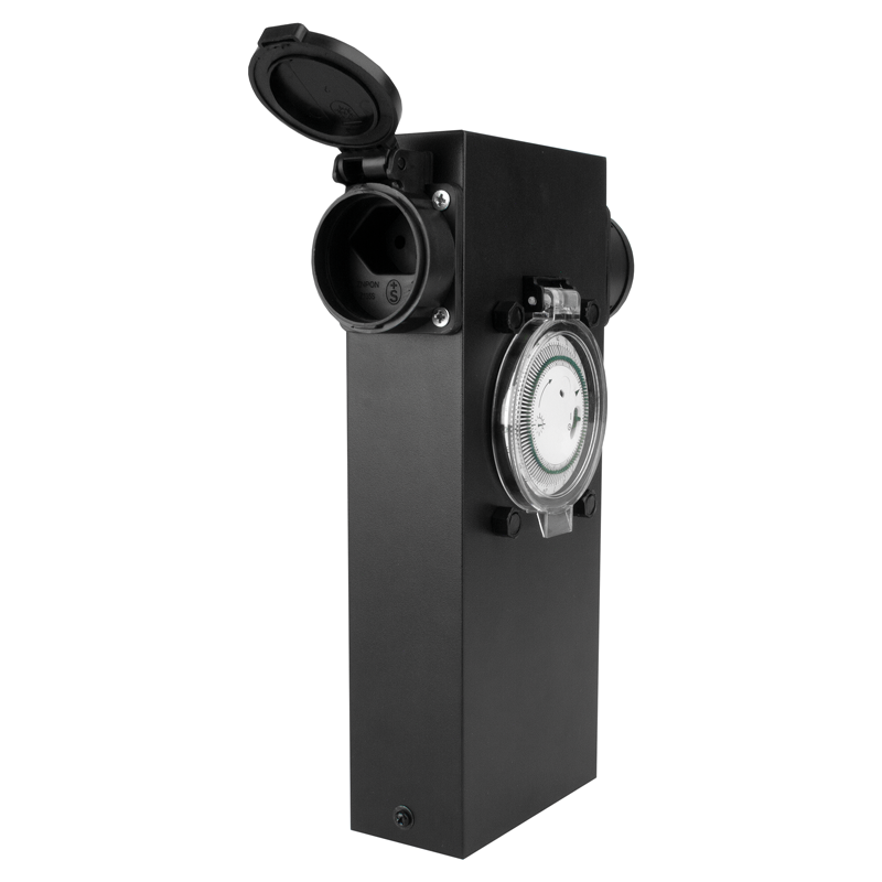 GardenLine Steckdosensäule mit Timer 2xT13 IP55 mit Überstromschutzschalter – Bild 2