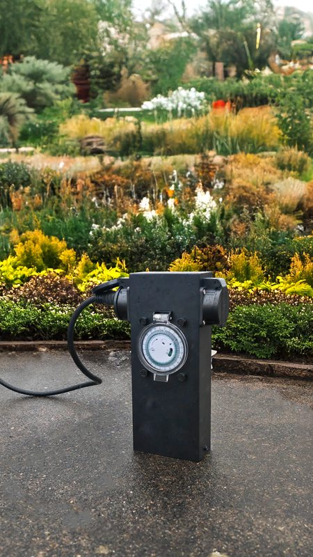 GardenLine Steckdosensäule mit Timer 2xT13 IP55 mit Überstromschutzschalter – Bild 7