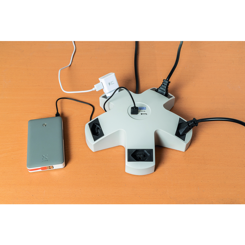 STEFFEN Steckdosenleiste STAR 5xT13 + 2xUSB-A 3m gr/sw – Bild 2