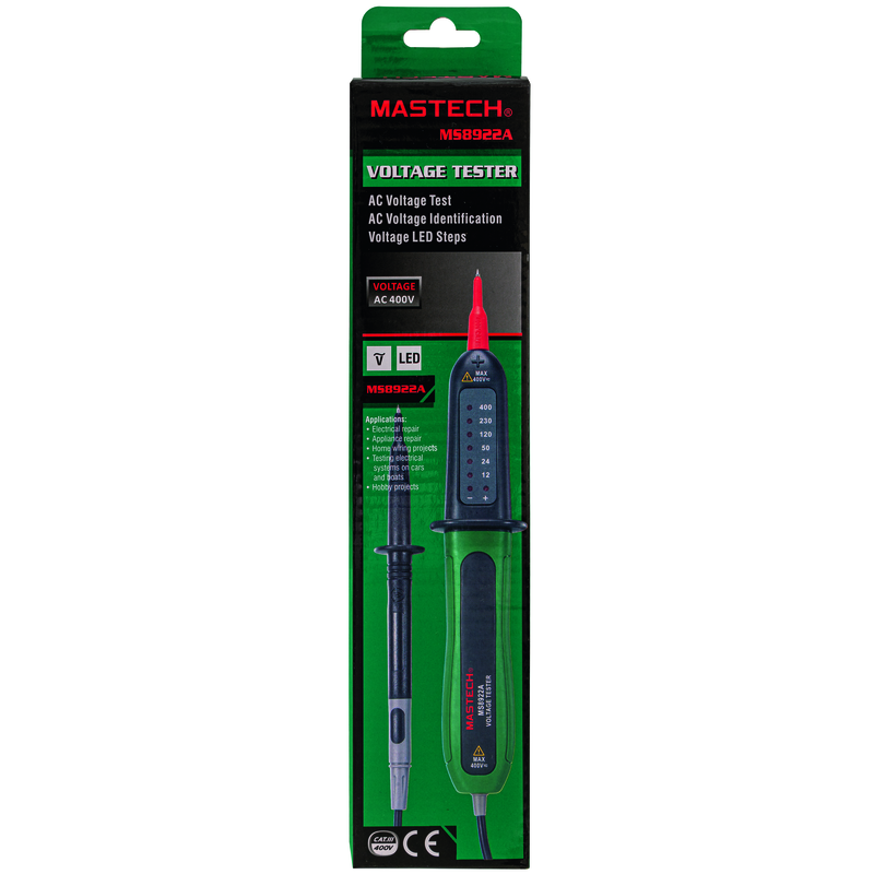 MASTECH Stift-Spannungsprüfer MS8922A AC/DC (12-400V) CATIII 400V IP54 gr/sw – Bild 2