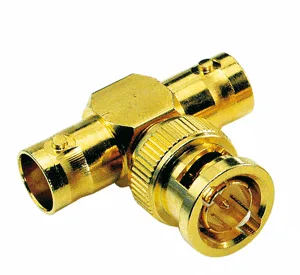 Contrik T-Adapt., BNC male / 2xBNC f., vergoldet
